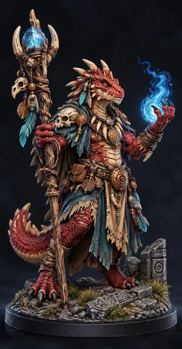 Farbenfrohe Fantasy-Miniatur als fertige 3D-Figur