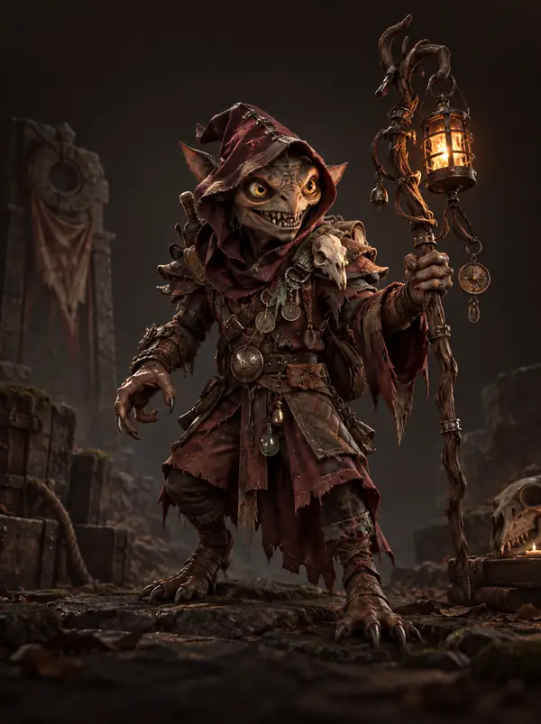 Fantasy-Spielfigur mit detaillierten Oberflächentexturen