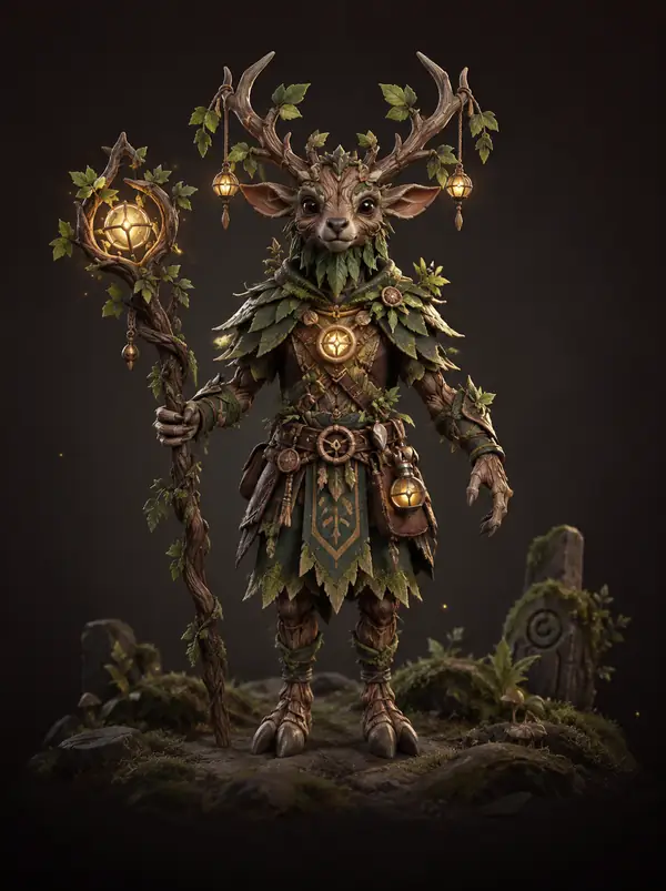 Fantasy-Spielfigur mit Rig, für eine Animation posiert